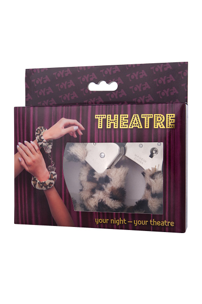 Наручники с мехом, TOYFA Theatre леопардовый, 28 см, Ø 6