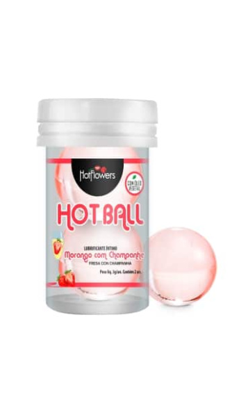 Лубрикант AROMATIC HOT BALL на масляной основе в виде двух шариков с ароматом клубники и шампанского