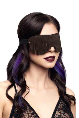 Маска с бахромой Pecado BDSM, натуральный велюр, шоколад