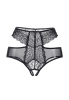 Эротические трусики Erolanta Lingerie Collection с высокой посадкой, с ажурными вырезами черные (42-44)