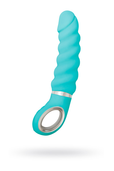 Анатомический витой вибратор Fun Toys,бирюзовый, 15 см, Ø 3,7